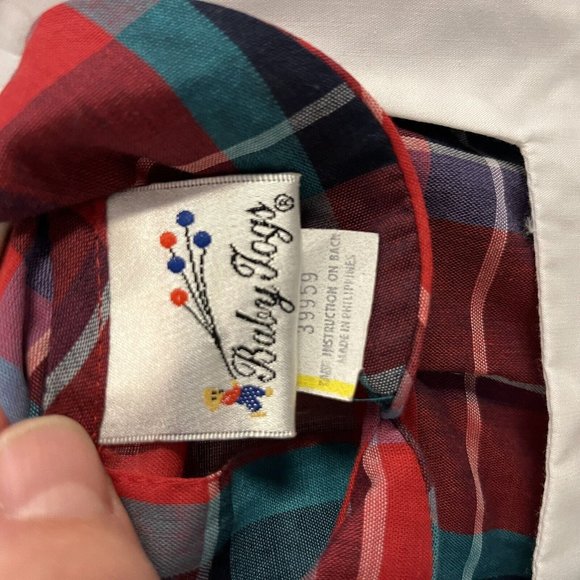 Vintage Baby Togs Dress Size 2T months Plaid Square Collar Lace Christmas New - Picture 4 of 4